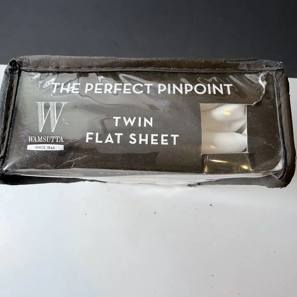 Wamsutta Perfect Pinpoint Twin Flat Sheet White 360TC Egyptian Cotton NOS 2007
